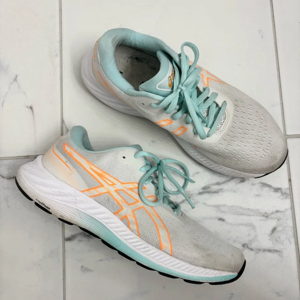 ASICS Gel-Excite 9 Running Shoes Womens 8 Sneakers Orange Aqua Blue White